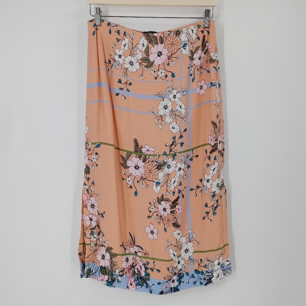J Crew Satin Floral Midi Skirt